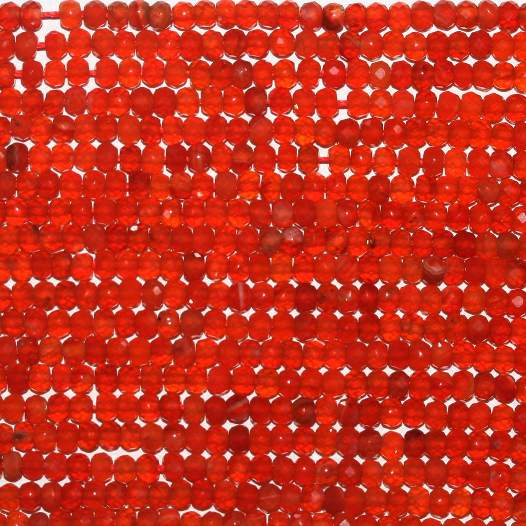 Perles rondelles à facettes en cornaline de 15 pouces, 4 x 3 mm. - Fil de 39 cm.