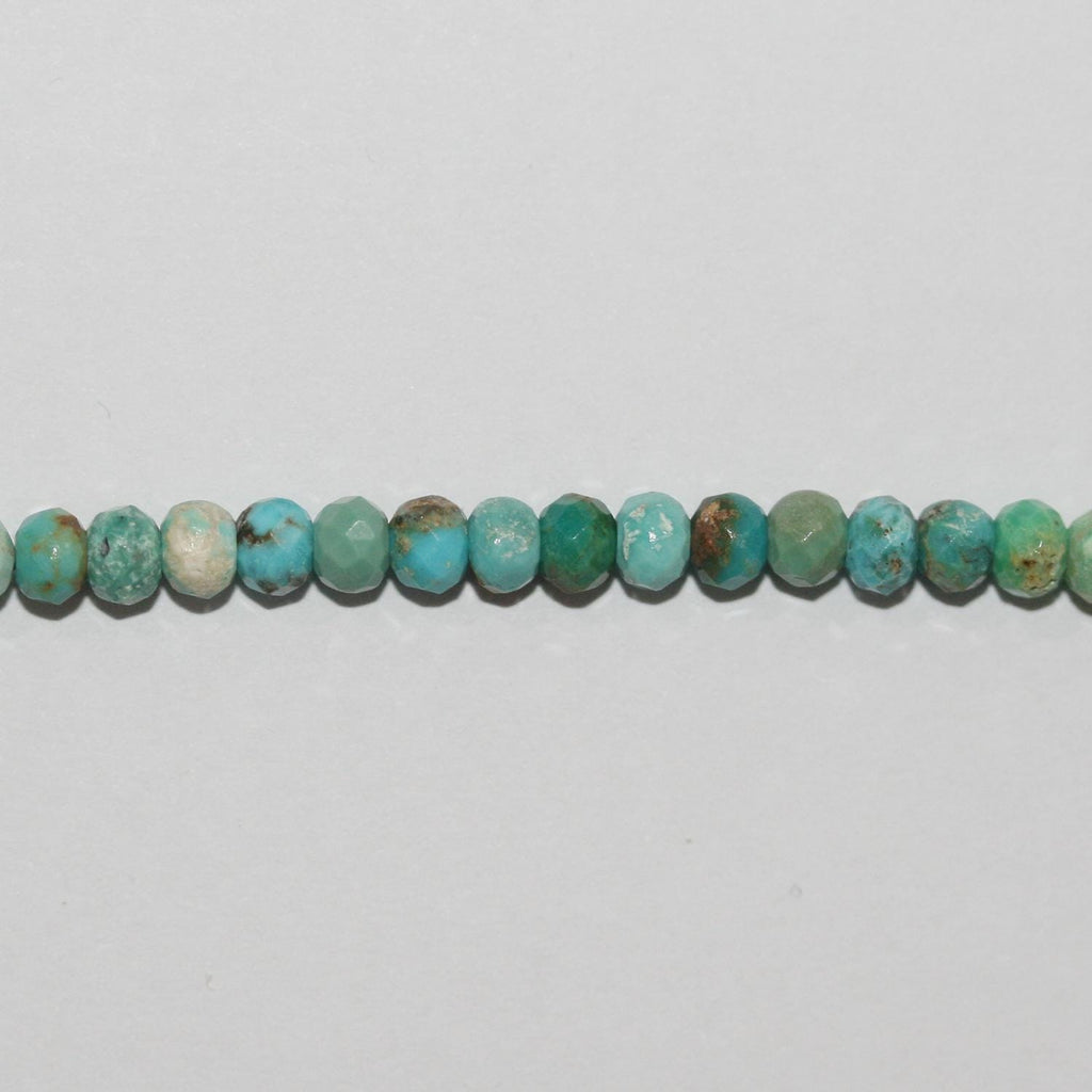Perles rondelles à facettes en turquoise St de 15 pouces, 4 x 3 mm. - Fil de 39 cm.