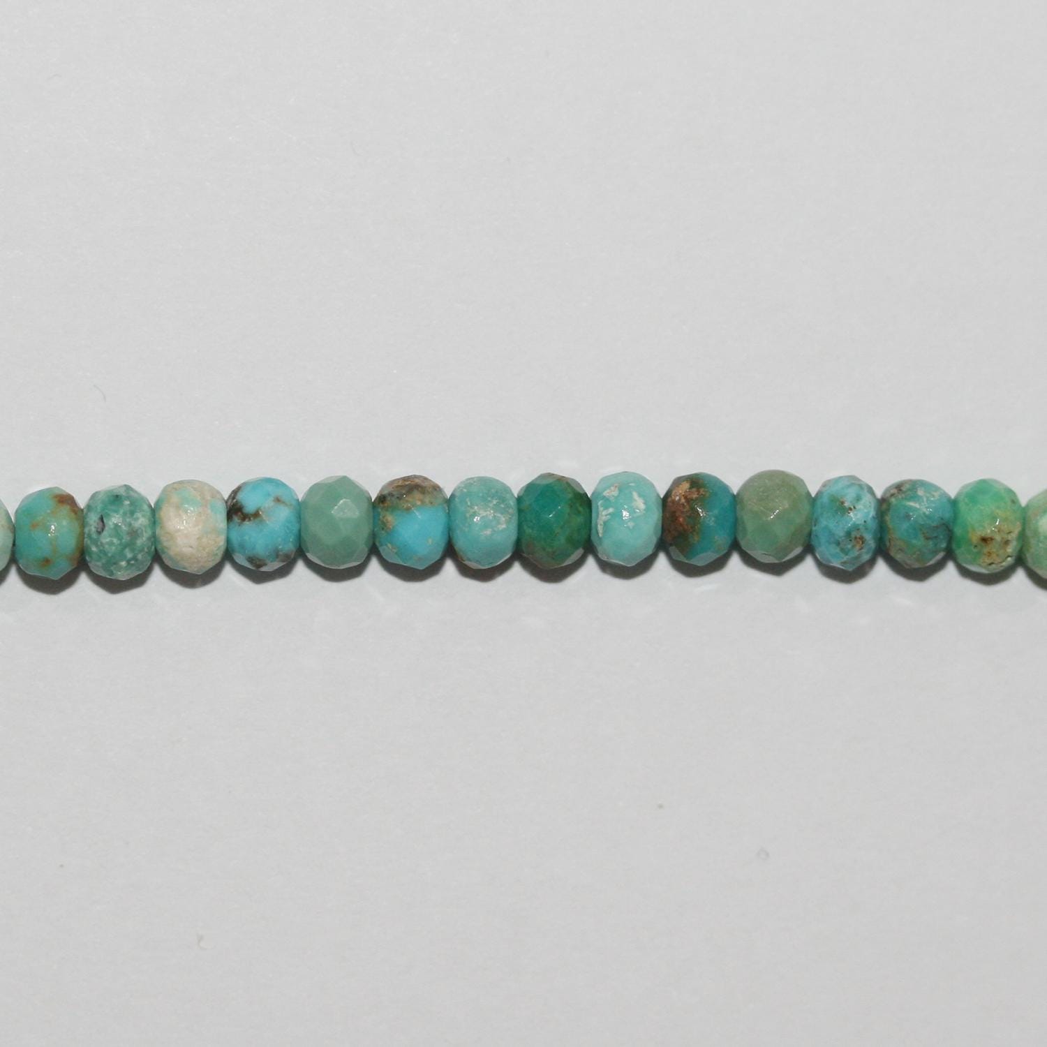 Perles rondelles à facettes en turquoise St de 15 pouces, 4 x 3 mm. - Fil de 39 cm.