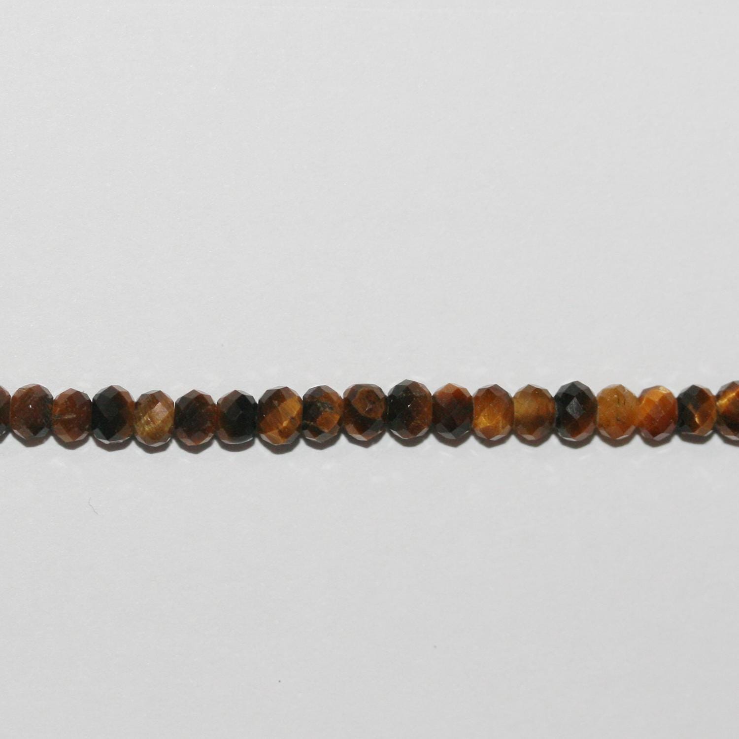 Perles rondelles à facettes œil de tigre St 15" 3x2mm- Brin 39cm.