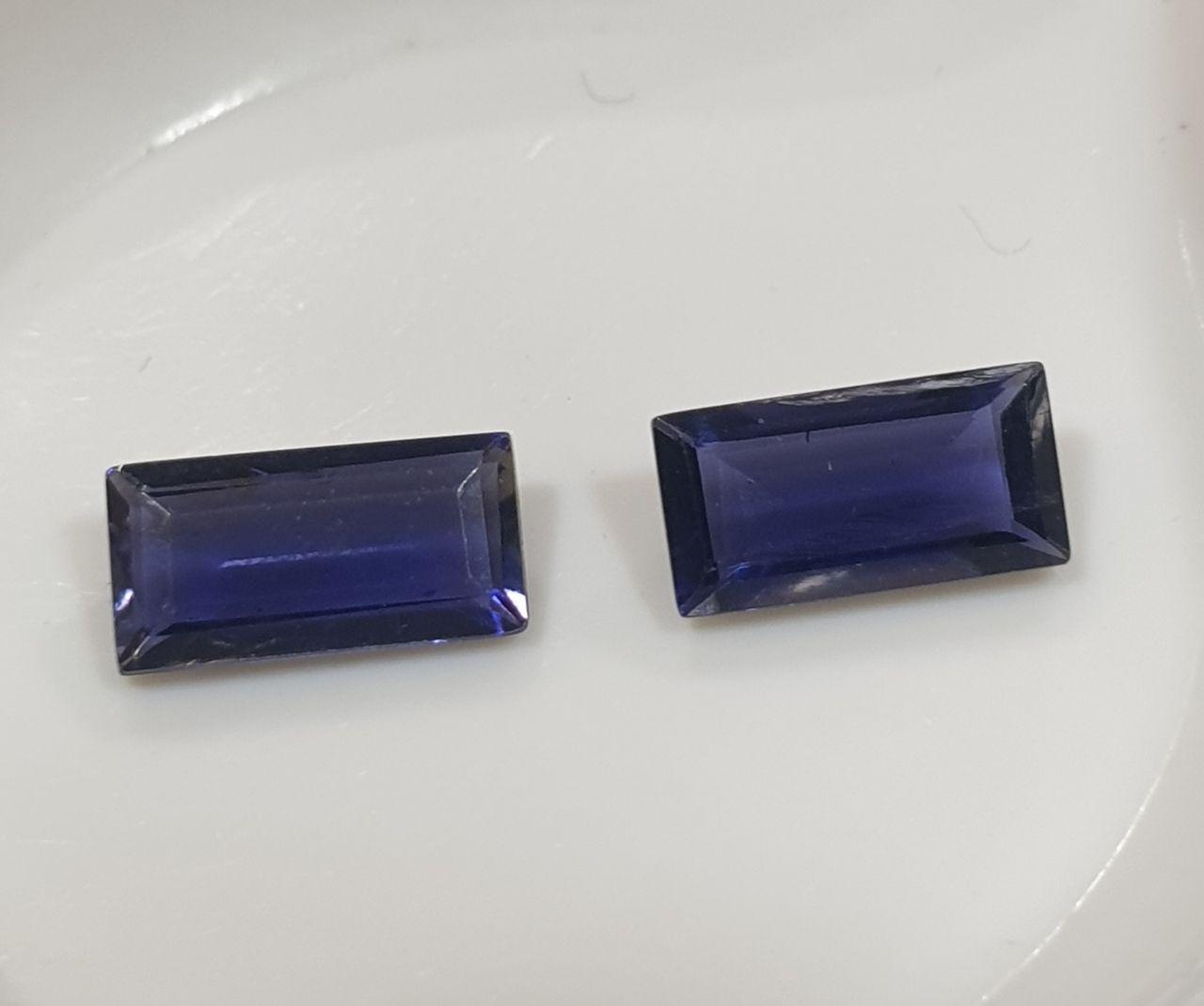 1 Pair Iolite Cordierite Faceted  Baguette Shape 8x4mm  Clean Gem- Natural Gemstone-2 Pcs
