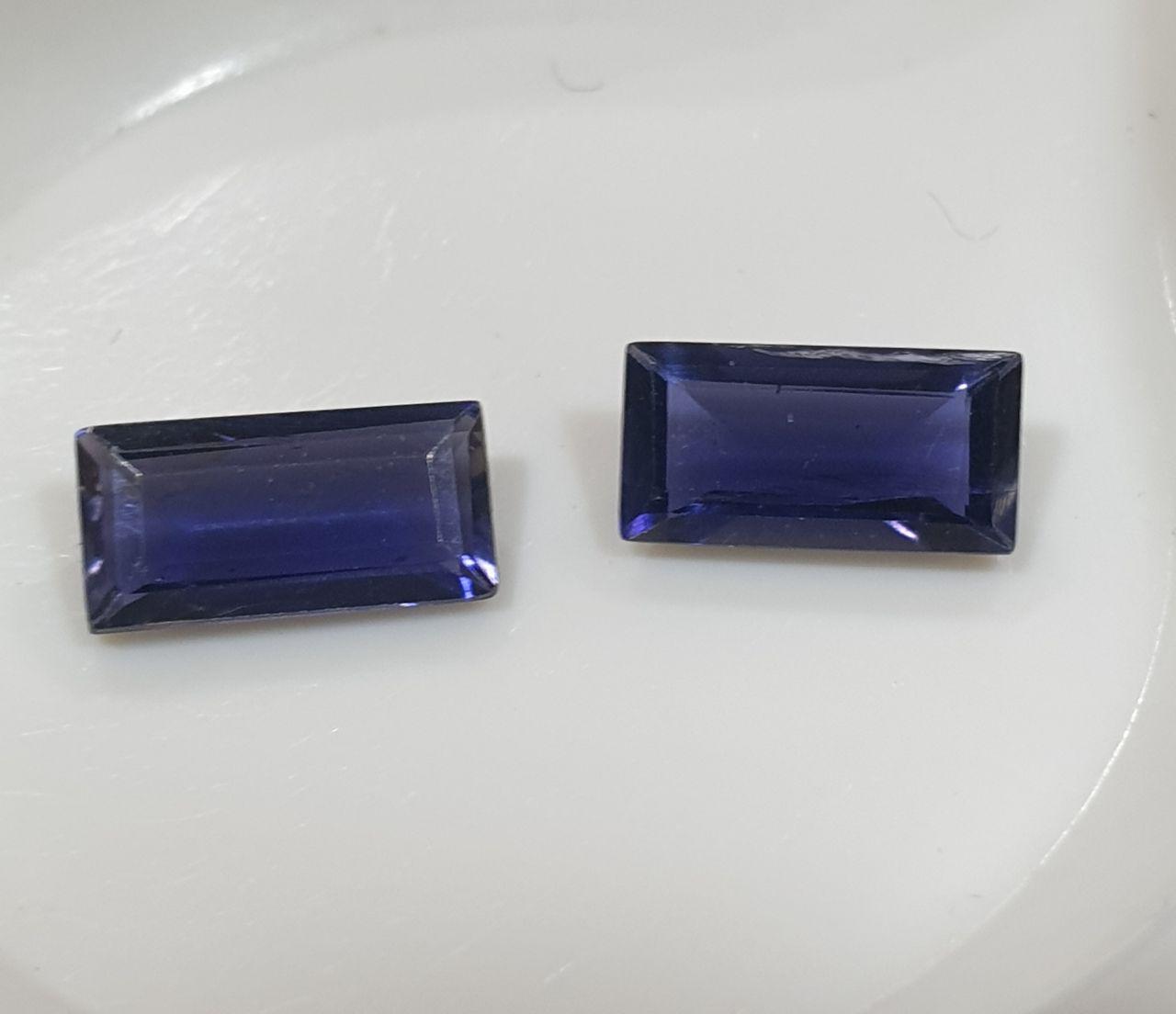 1 Pair Iolite Cordierite Faceted  Baguette Shape 8x4mm  Clean Gem- Natural Gemstone-2 Pcs