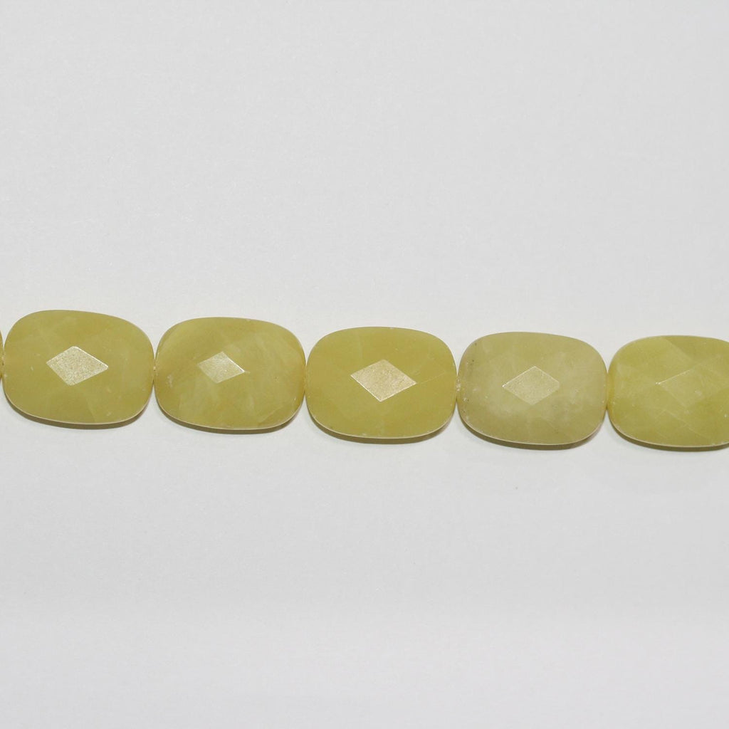 Perles rectangulaires à facettes en jade vert St, 16 pouces (20 x 15 mm) - Fil de 40 cm