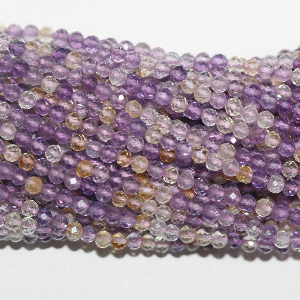 Perles rondes à facettes en amétrine de 3 mm (15 pouces) - Fil de 39 cm