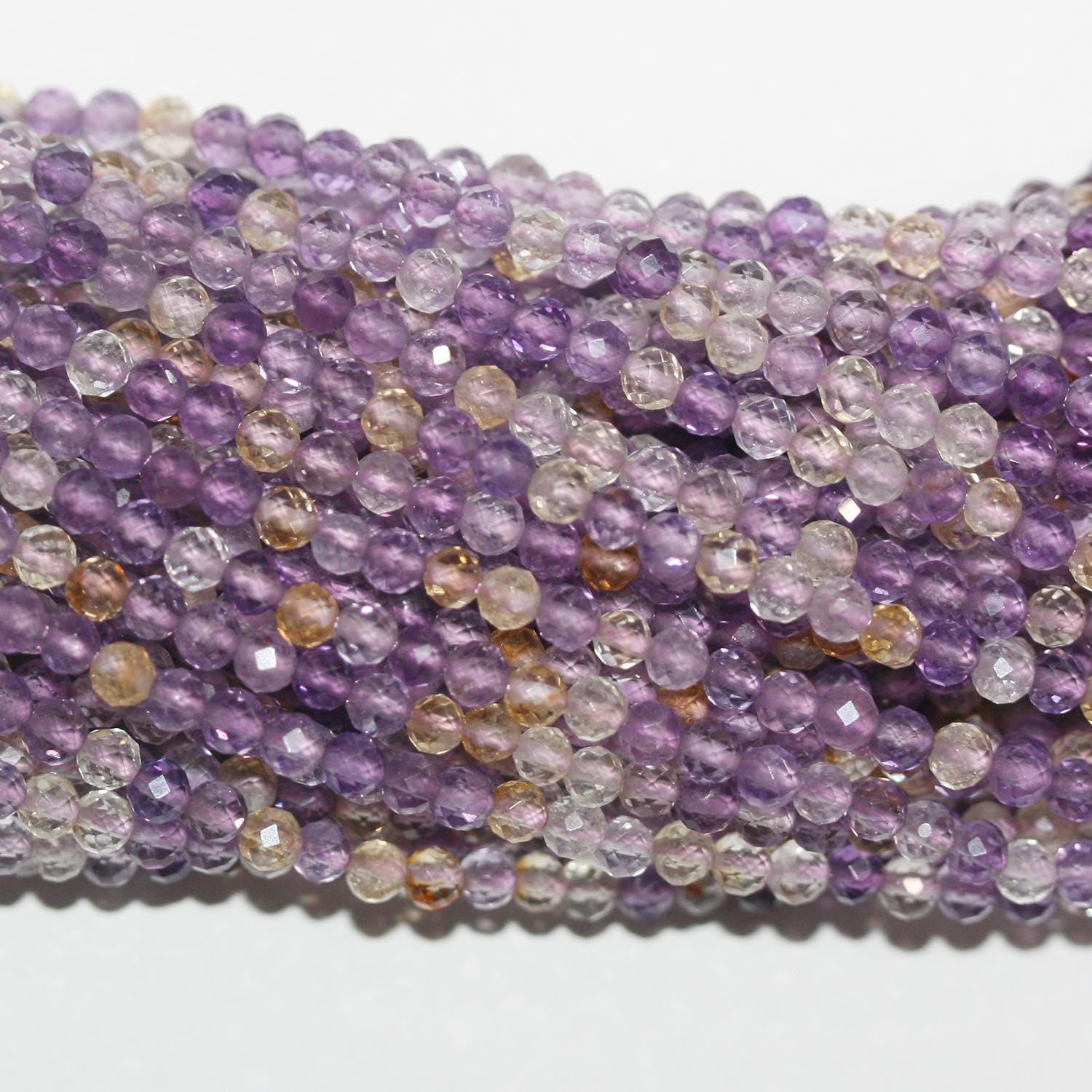 Perles rondes à facettes en amétrine de 3 mm (15 pouces) - Fil de 39 cm