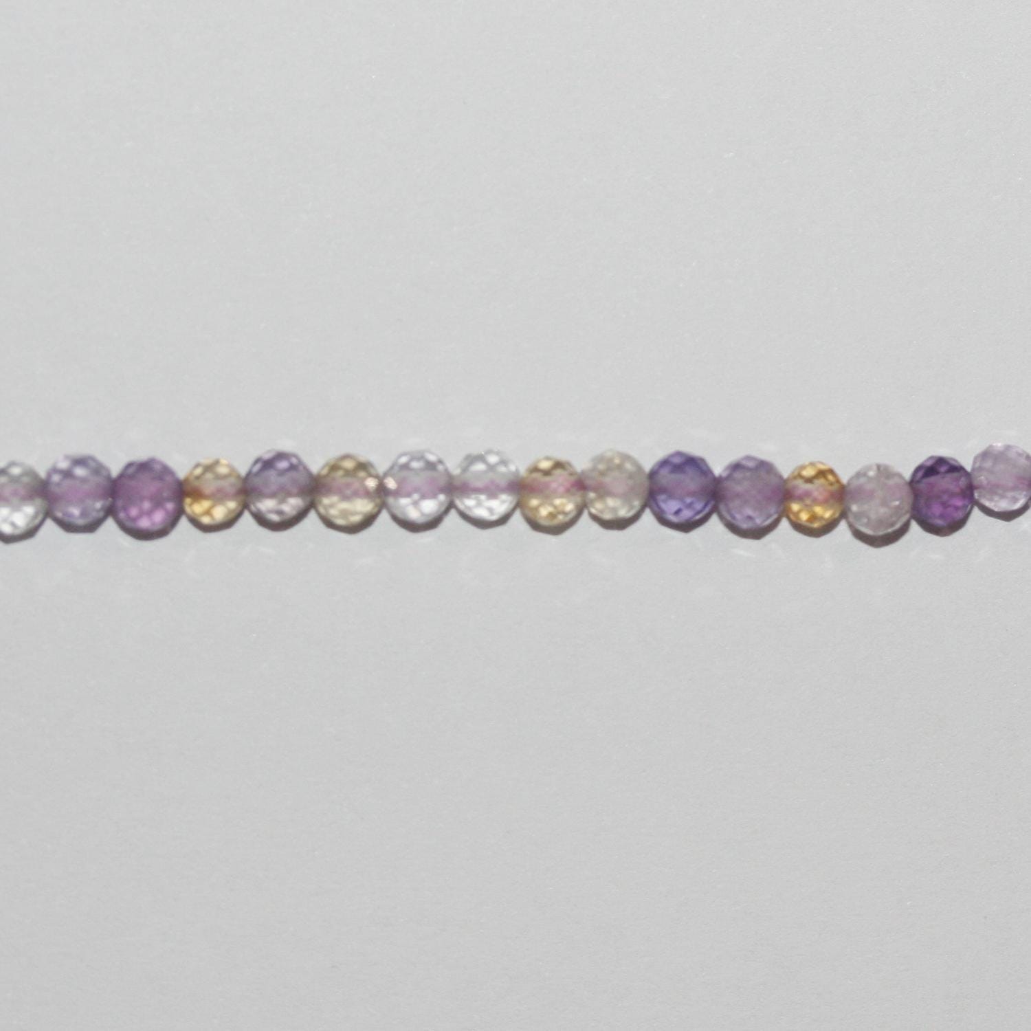 Perles rondes à facettes en amétrine de 3 mm (15 pouces) - Fil de 39 cm