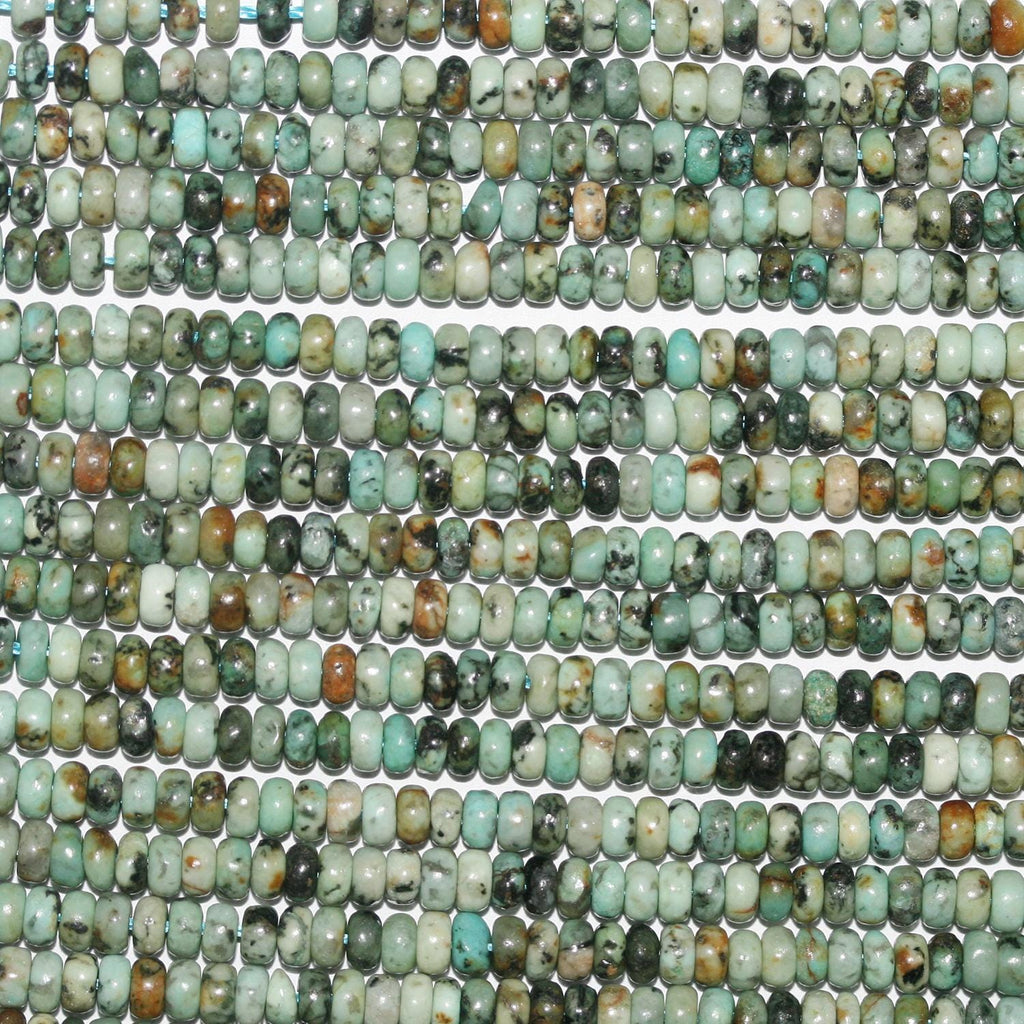 Perles rondelles lisses en turquoise africaine, 4 x 2 mm, 15 pouces (38 cm) - Fil de 39 cm