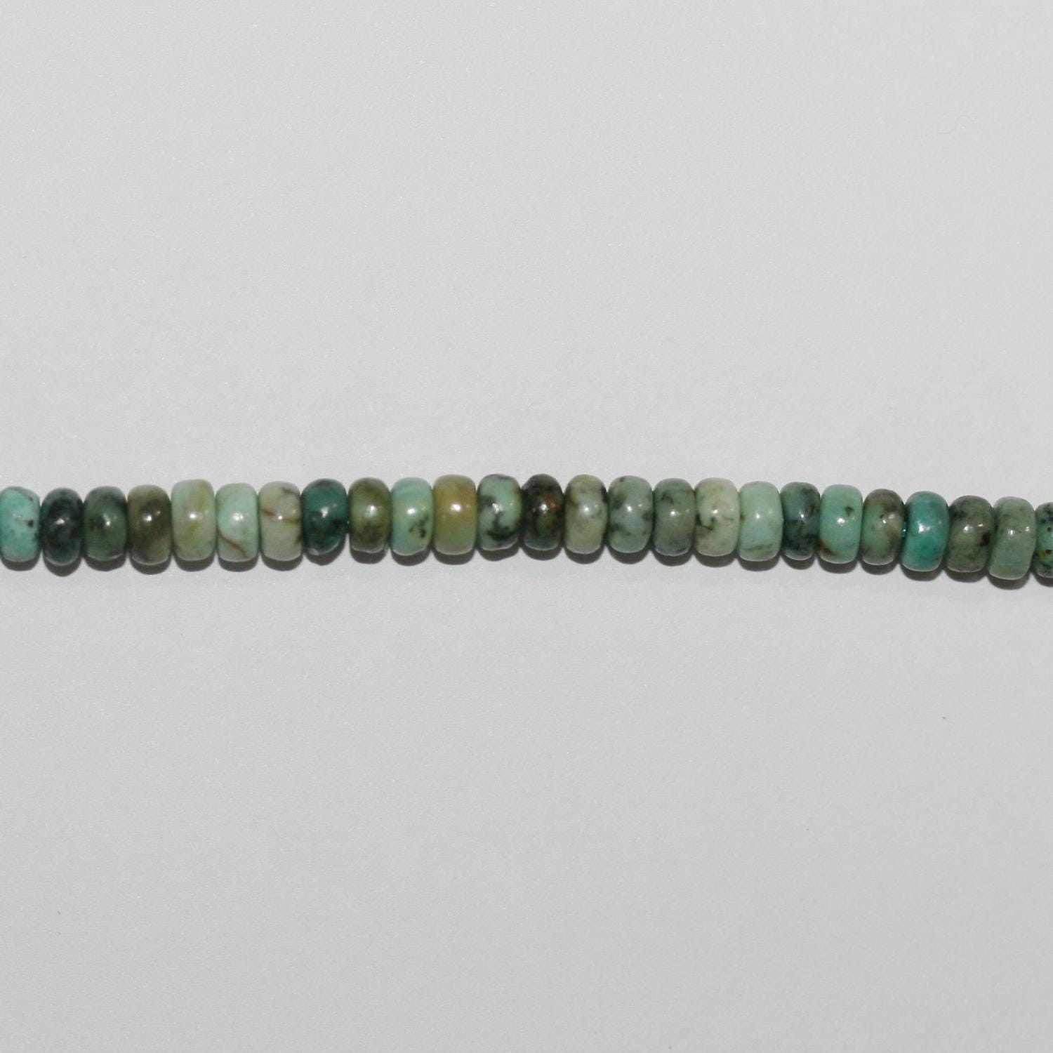 Perles rondelles lisses en turquoise africaine, 4 x 2 mm, 15 pouces (38 cm) - Fil de 39 cm