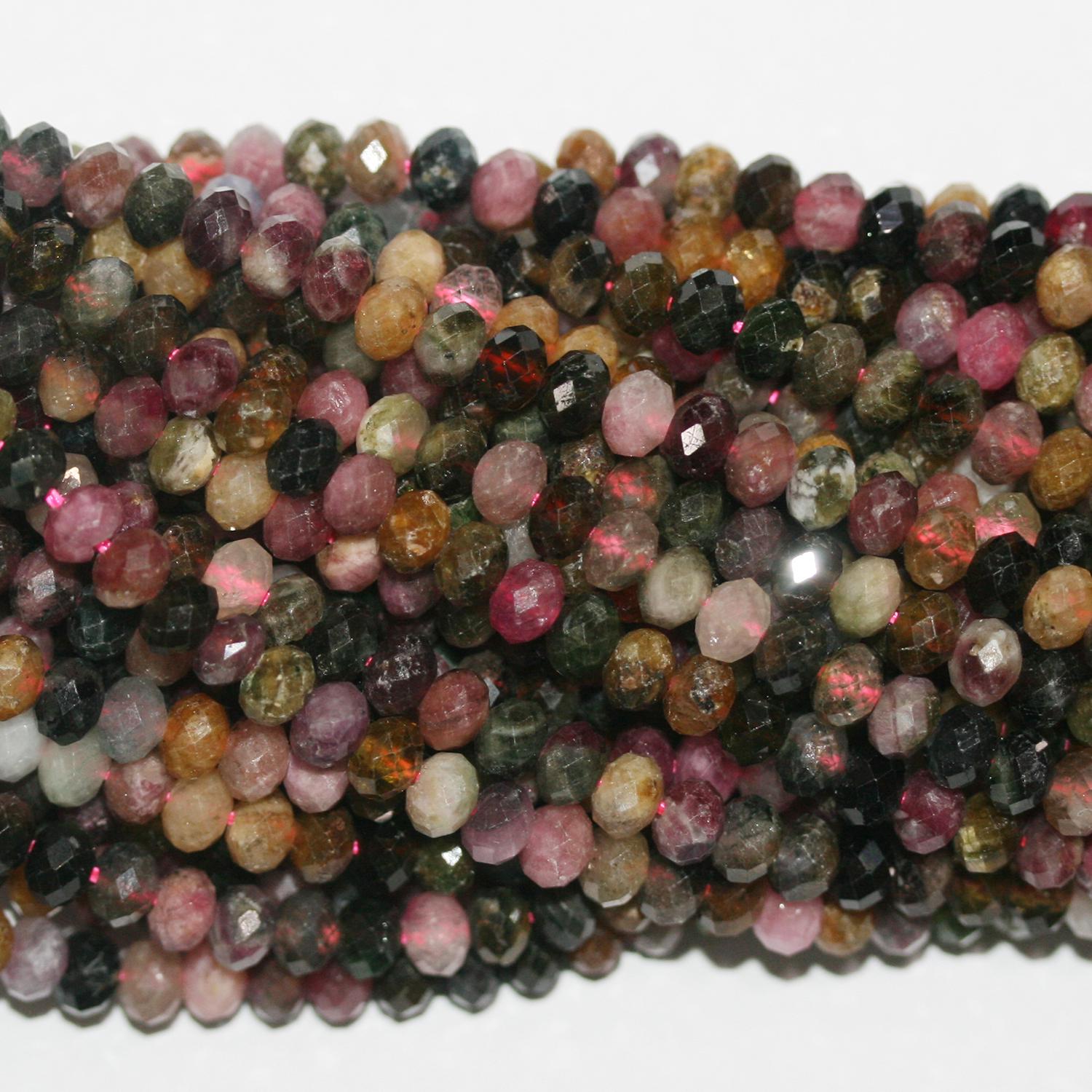 Perles rondelles à facettes en tourmaline St 15" 5x3,5mm.-Rig 39cm.