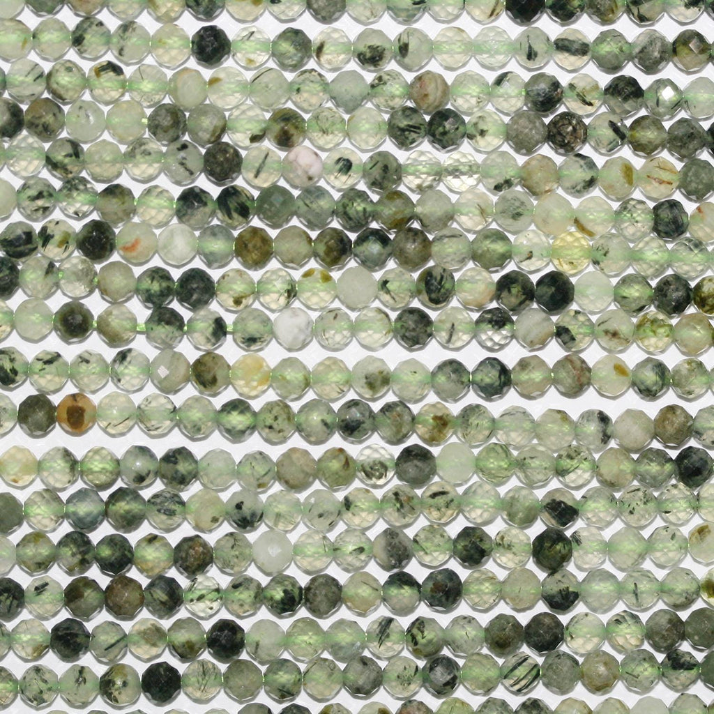 Perles rondes à facettes en stréhnite, 4 mm, 14 pouces - Fil de 38 cm