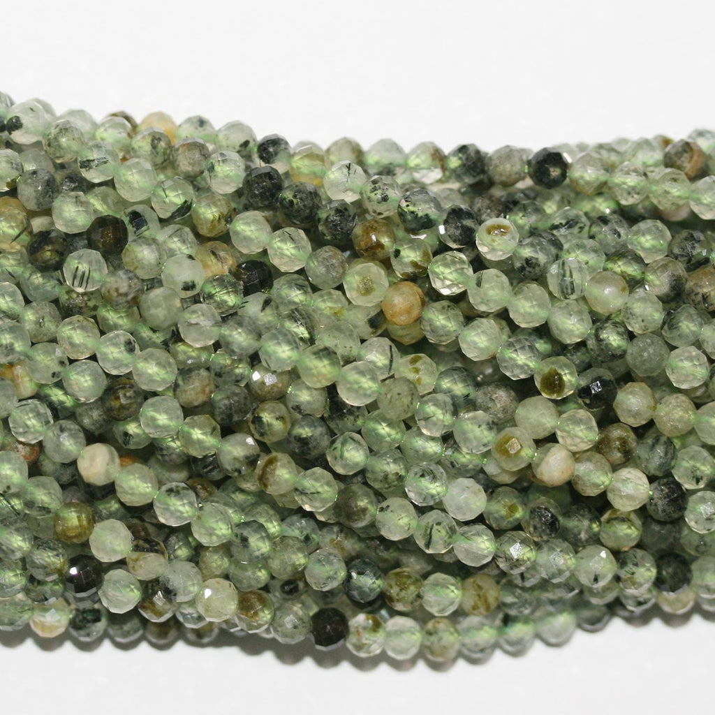 Perles rondes à facettes en stréhnite, 4 mm, 14 pouces - Fil de 38 cm