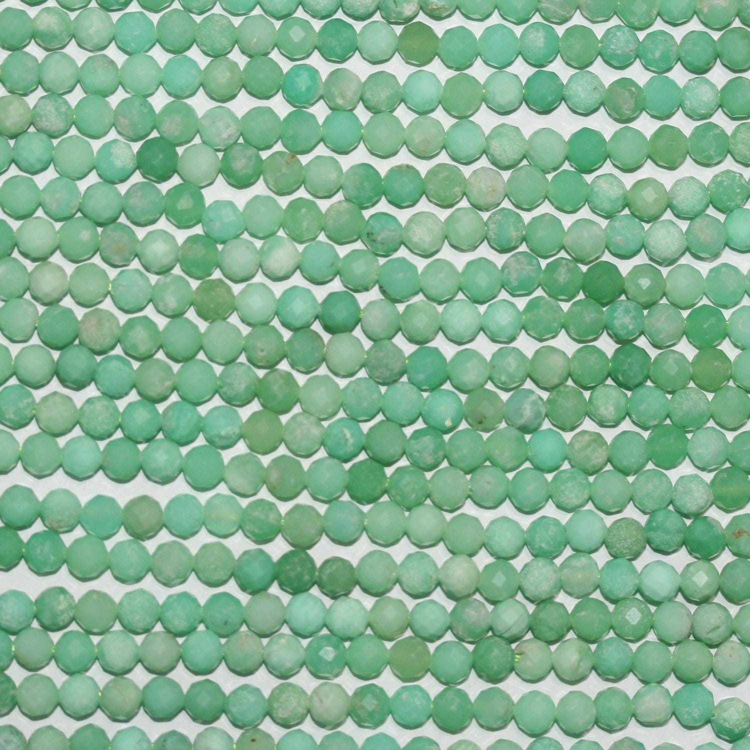 15" Sainte Chrysoprase Perles Rondes Facettées 4mm.-Rig 39cm.