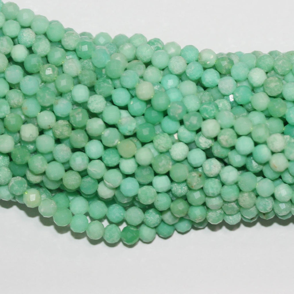 15" Sainte Chrysoprase Perles Rondes Facettées 4mm.-Rig 39cm.