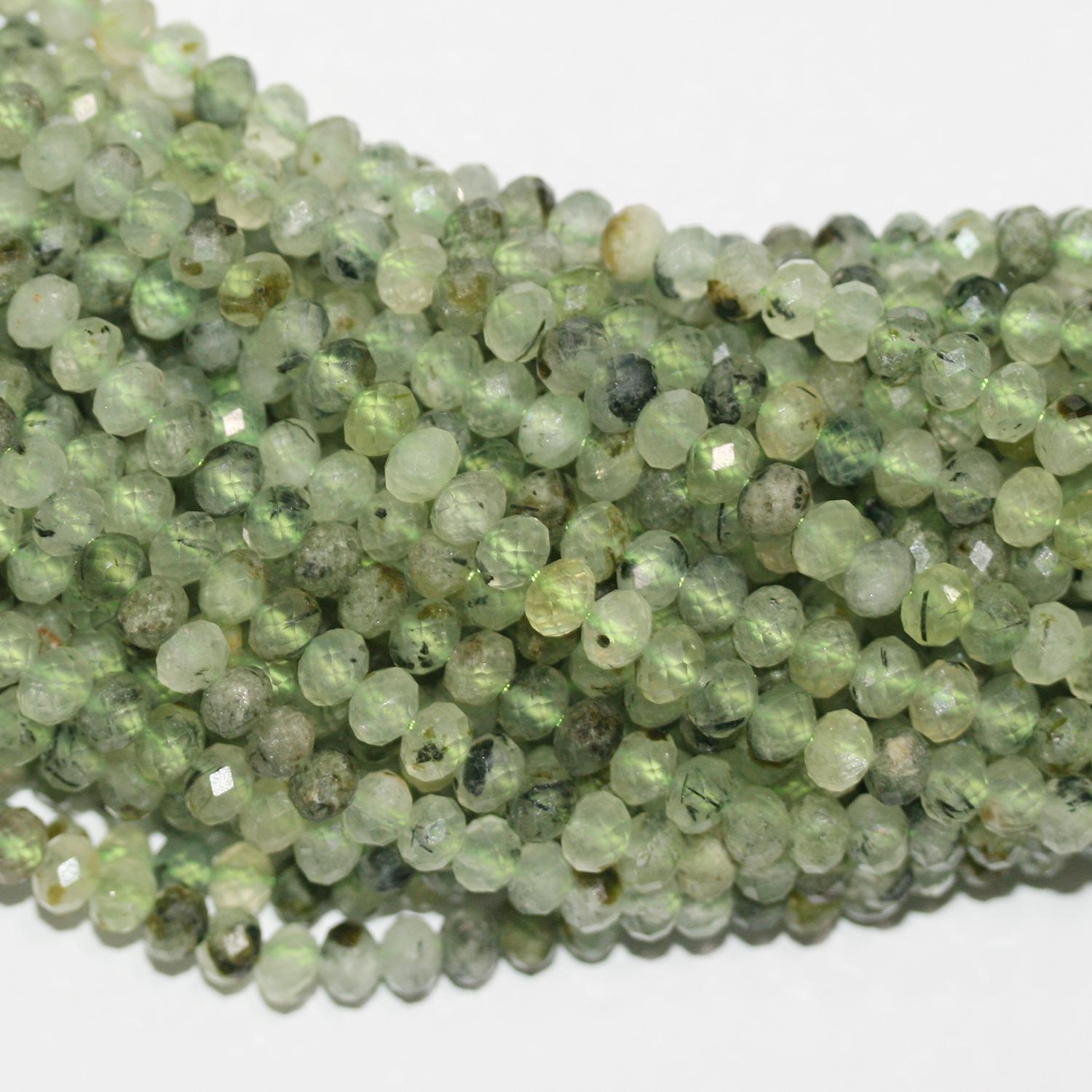 Perles rondelles à facettes en stréhnite 15" 6x4mm.- Brin 39cm.