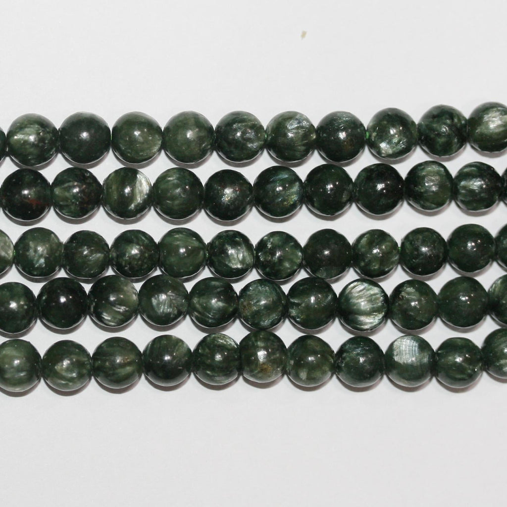 Cuentas redondas lisas de serafinita de 40 cm (16"), 6 mm (tira de 40 cm)