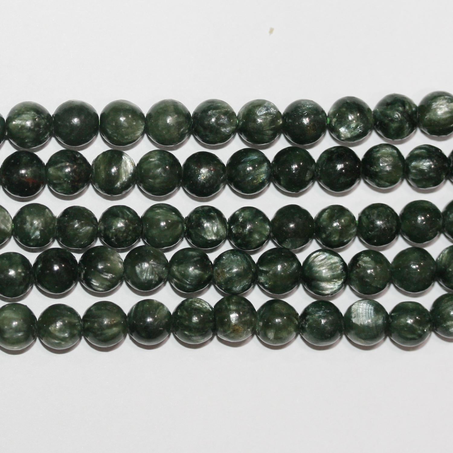 Cuentas redondas lisas de serafinita de 40 cm (16"), 6 mm (tira de 40 cm)