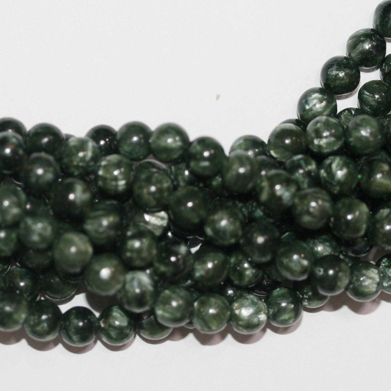 Cuentas redondas lisas de serafinita de 40 cm (16"), 6 mm (tira de 40 cm)