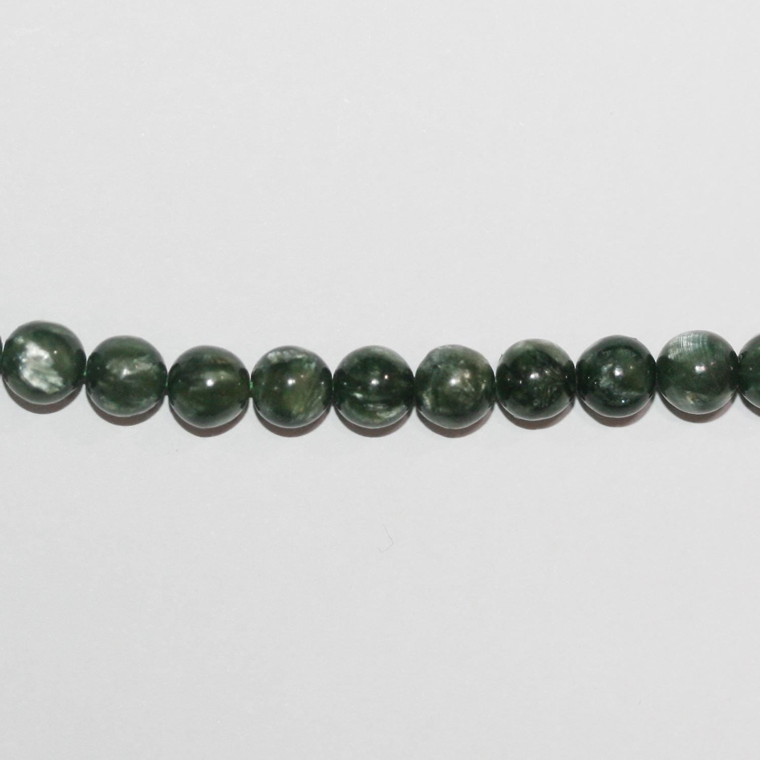 Cuentas redondas lisas de serafinita de 40 cm (16"), 6 mm (tira de 40 cm)