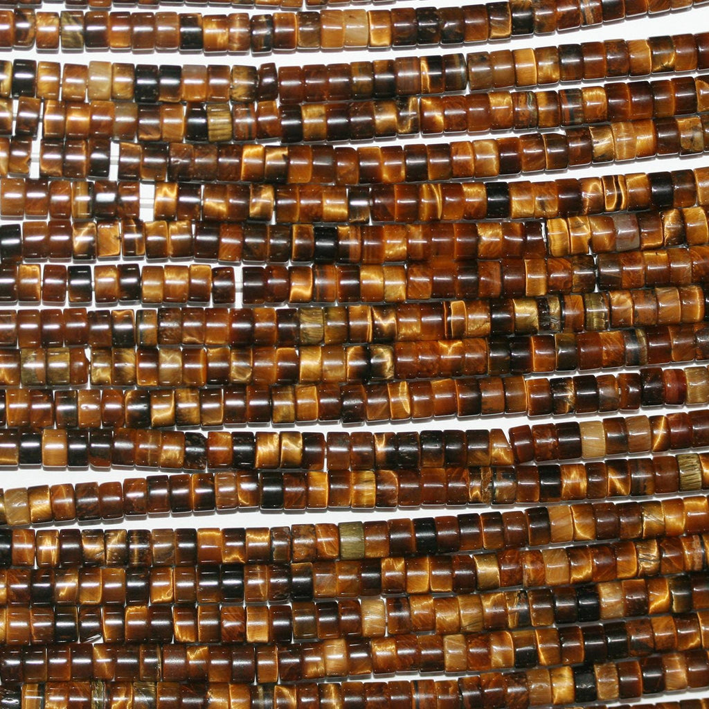 Perles rondes lisses œil de tigre St 15" (4 x 2 mm) - Fil de 39 cm