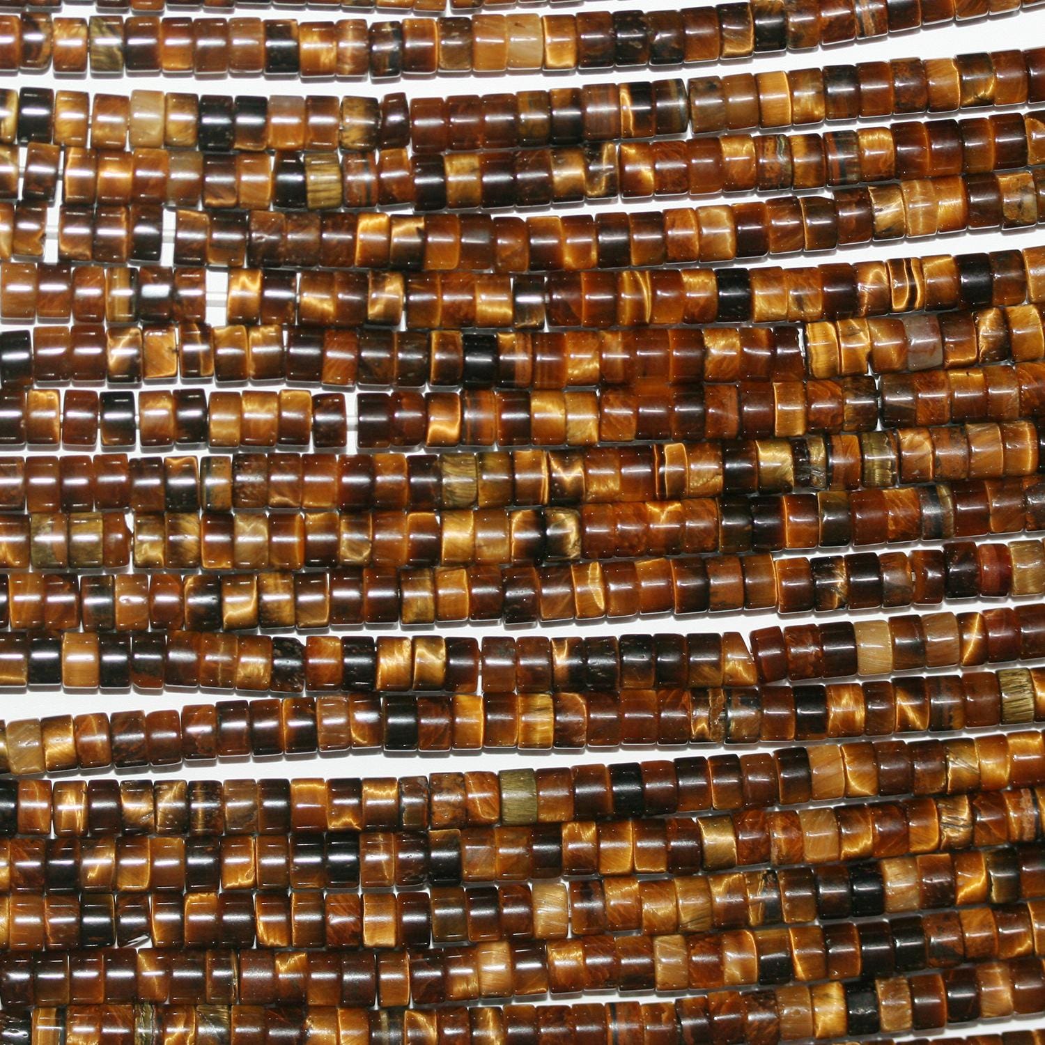 Perles rondes lisses œil de tigre St 15" (4 x 2 mm) - Fil de 39 cm