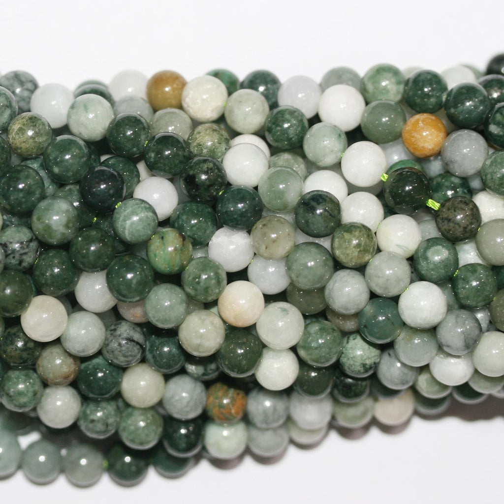 15" st Perles rondes lisses en jade de Birmanie 6,5 mm.-Rig 39 cm.