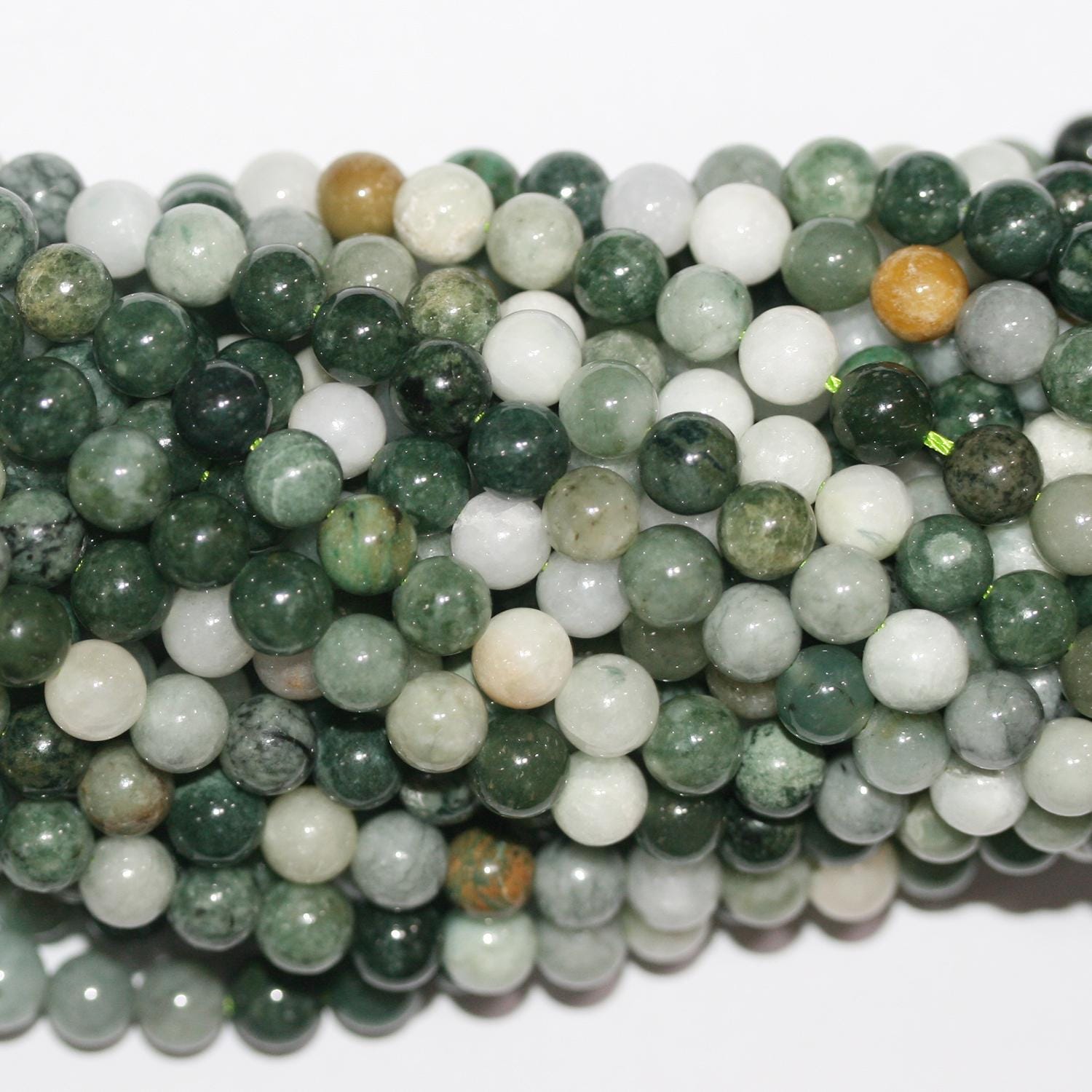 15" st Perles rondes lisses en jade de Birmanie 6,5 mm.-Rig 39 cm.