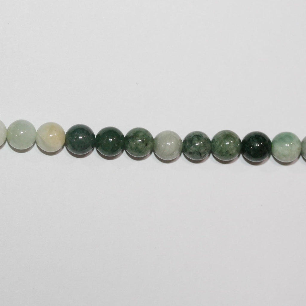 15" st Perles rondes lisses en jade de Birmanie 6,5 mm.-Rig 39 cm.