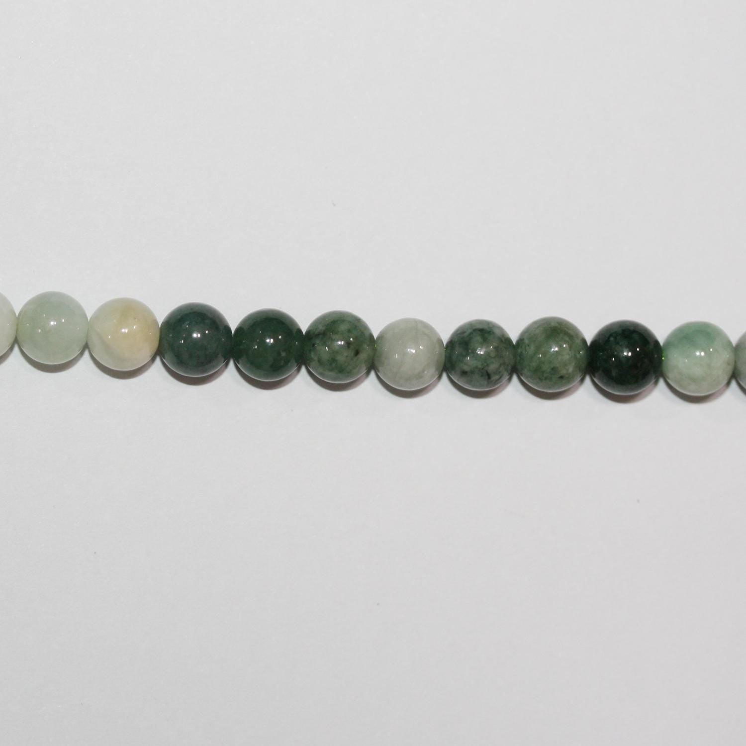 15" st Perles rondes lisses en jade de Birmanie 6,5 mm.-Rig 39 cm.