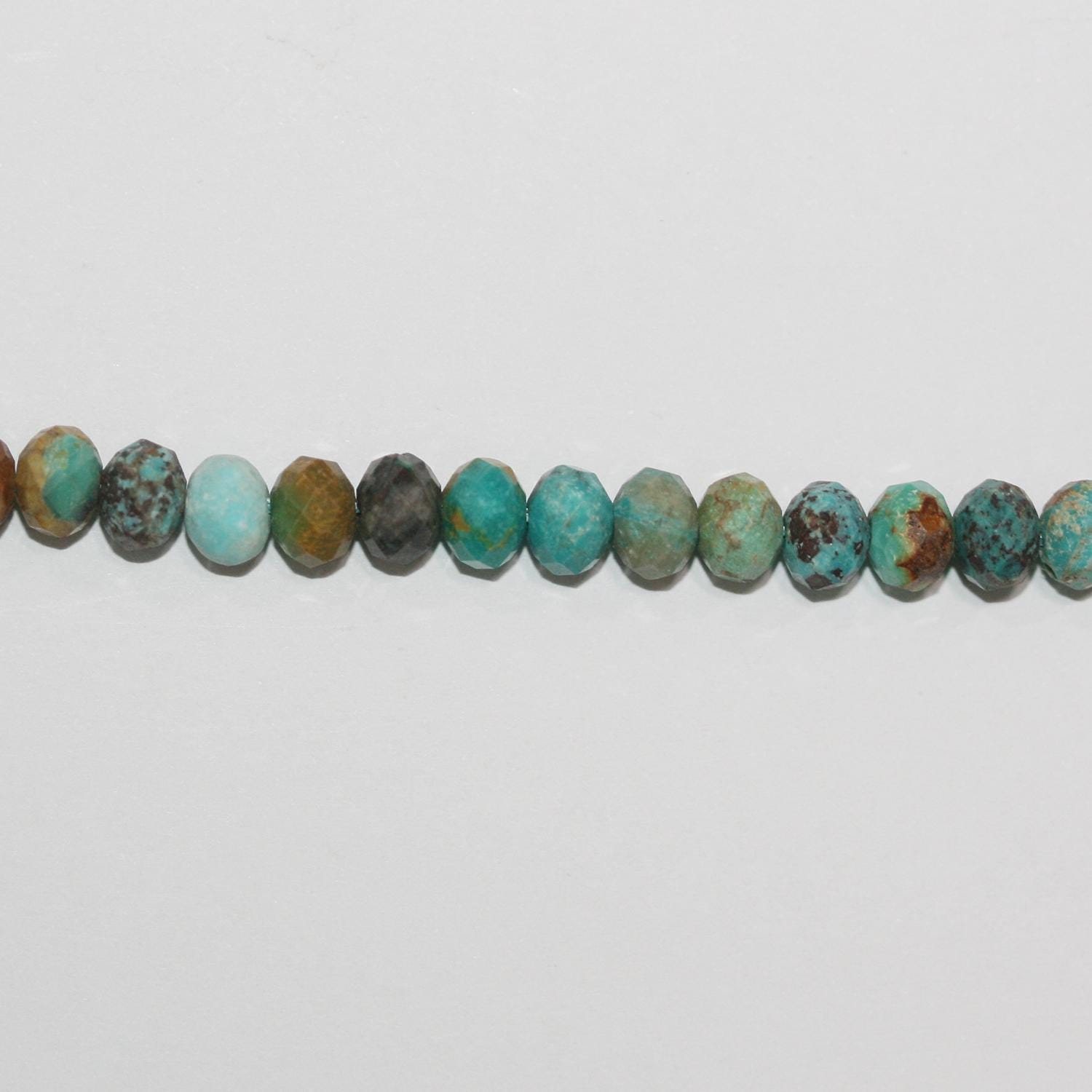 Perles rondelles à facettes en turquoise St de 15 pouces, 6 x 5 mm. - Fil de 39 cm.