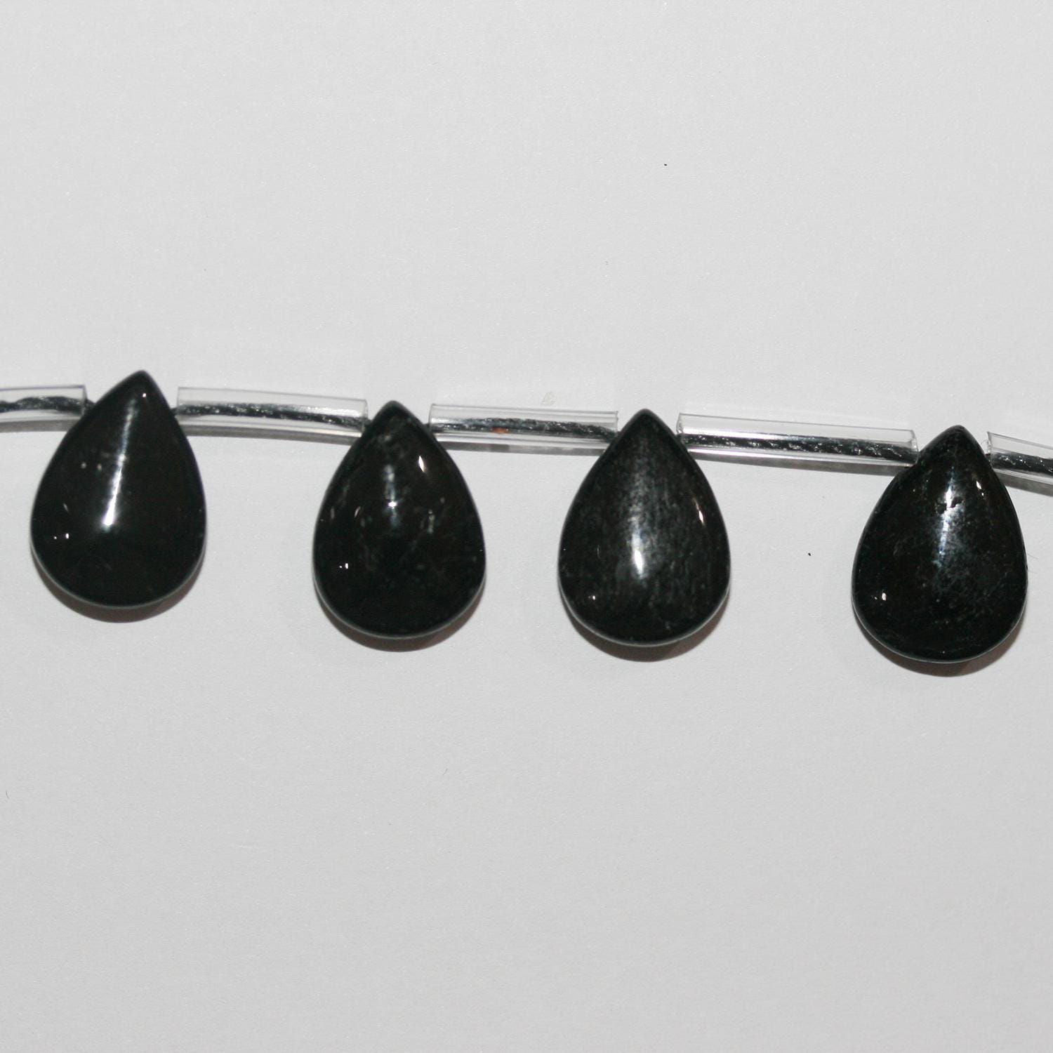 Cuentas de turmalina negra lisa de 8" (14 x 10 mm) - Hilo de 19 cm