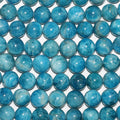 15" St Perles rondes lisses en apatite bleue 10 mm.-Rig 39 cm.