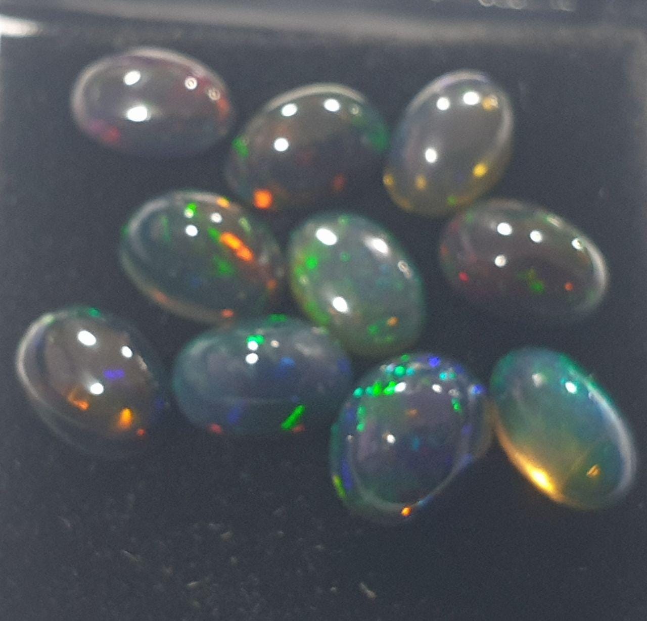 Ethiopian Black Opal Lot Oval Cabochon 6x4mm. (10pcs)  -Gemstone Parcels-Loose Stones Wholesale Price