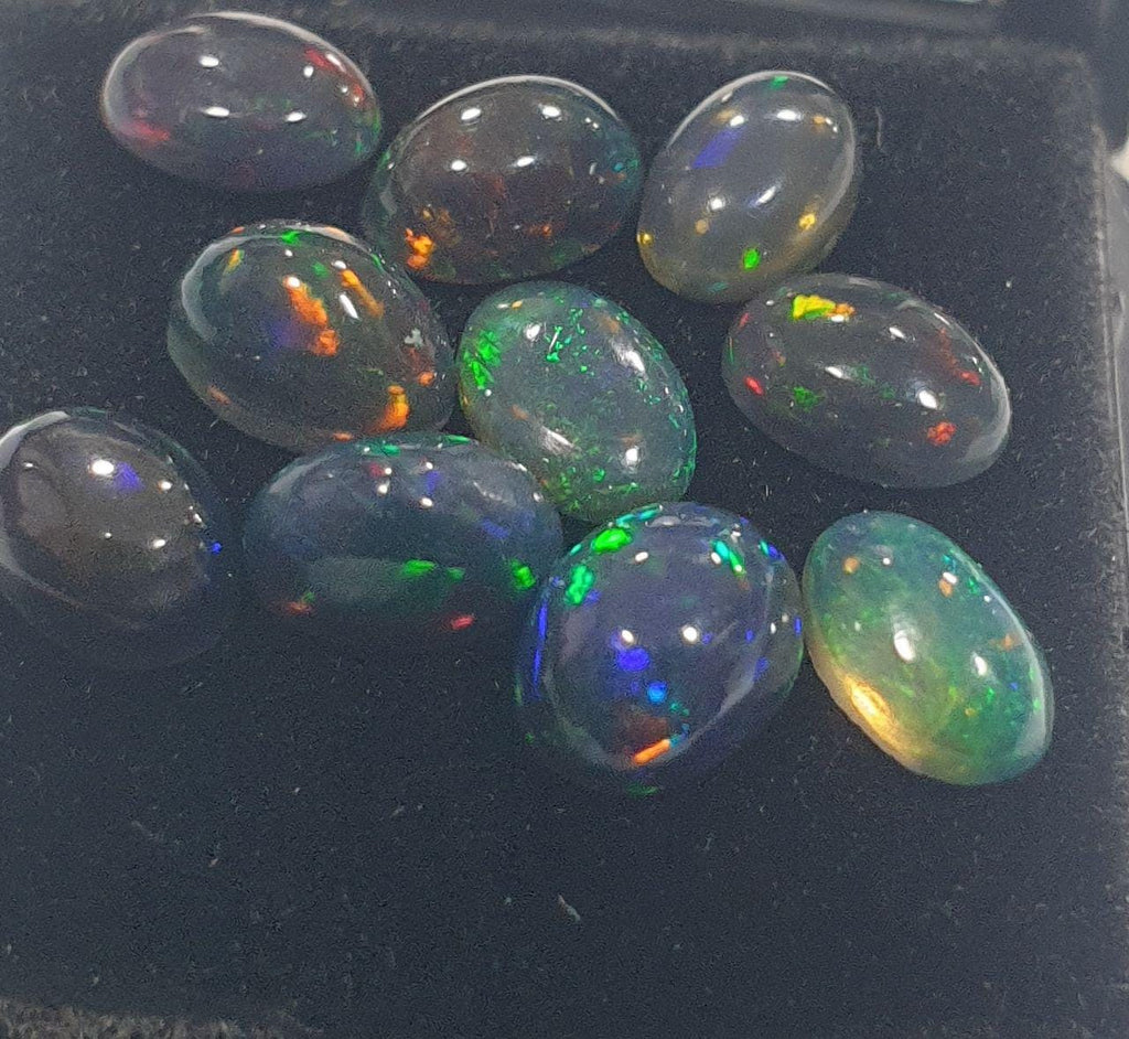 Ethiopian Black Opal Lot Oval Cabochon 6x4mm. (10pcs)  -Gemstone Parcels-Loose Stones Wholesale Price