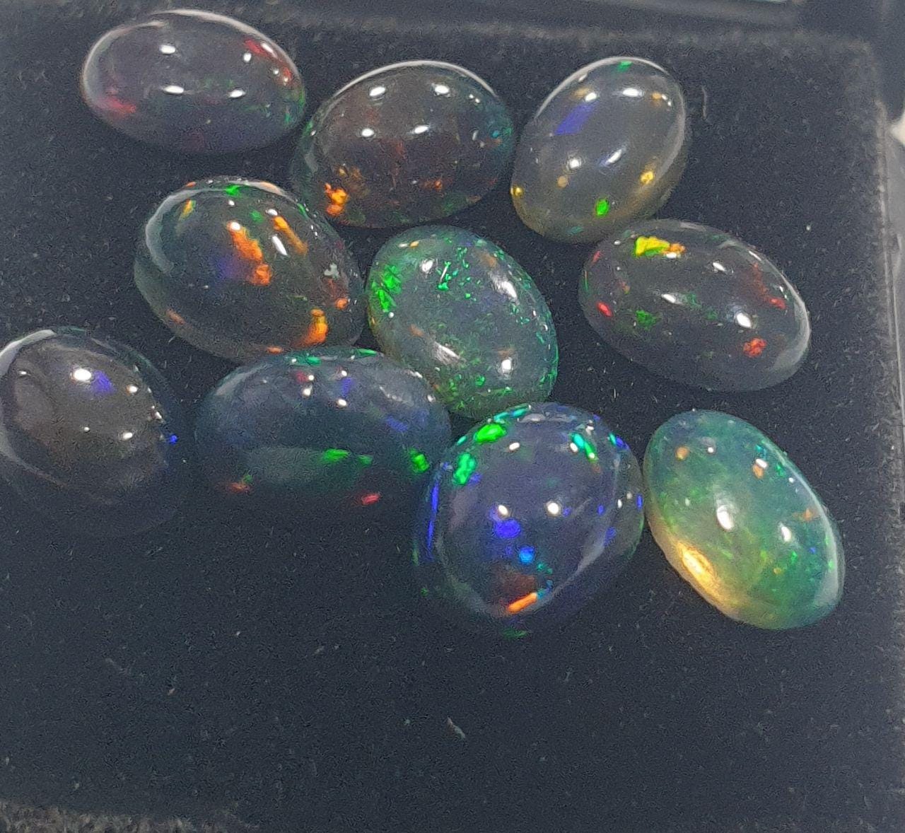 Ethiopian Black Opal Lot Oval Cabochon 6x4mm. (10pcs)  -Gemstone Parcels-Loose Stones Wholesale Price