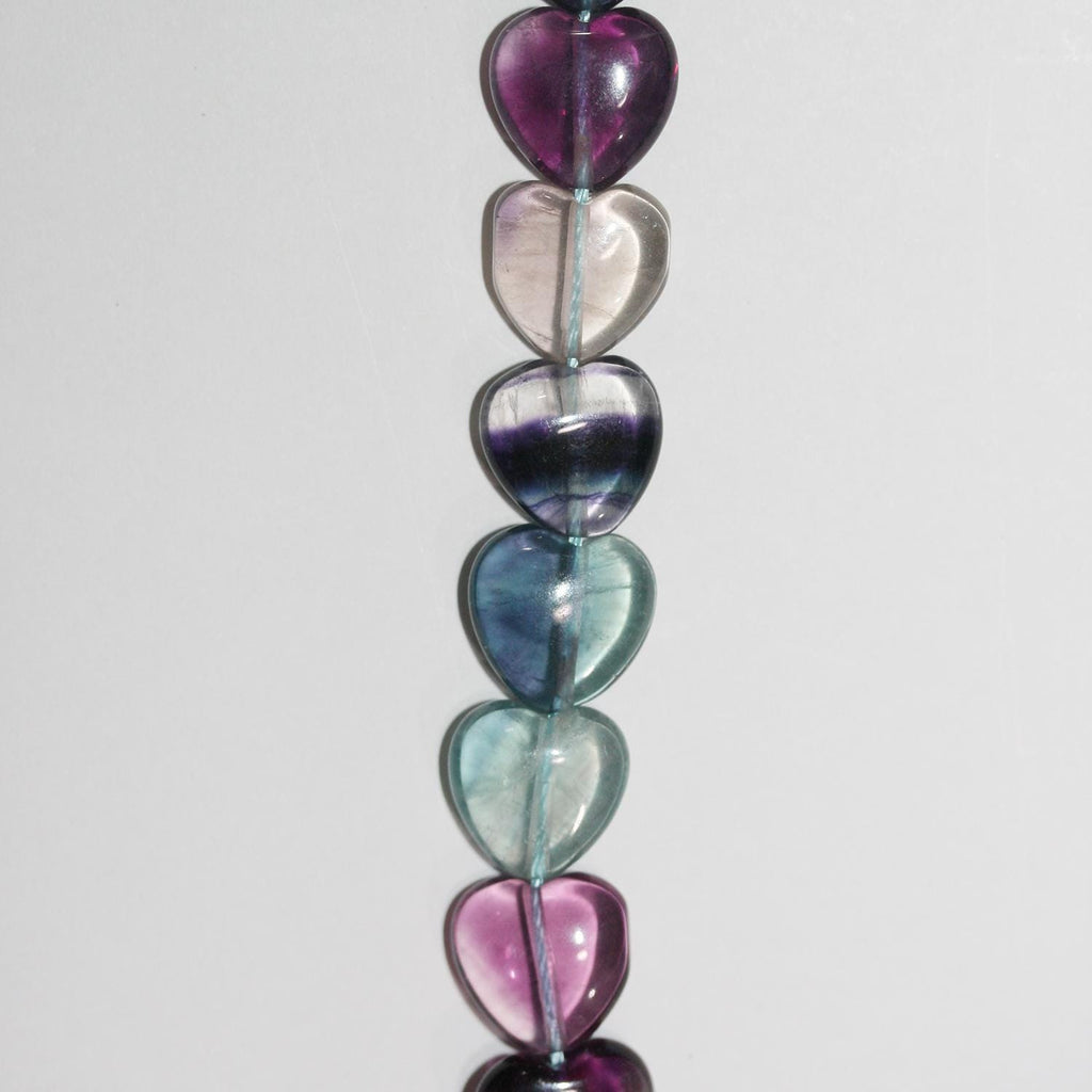 Perles en forme de cœur lisses en fluorite St de 15 pouces, 12-13 mm environ. - Fil de 39 cm environ.