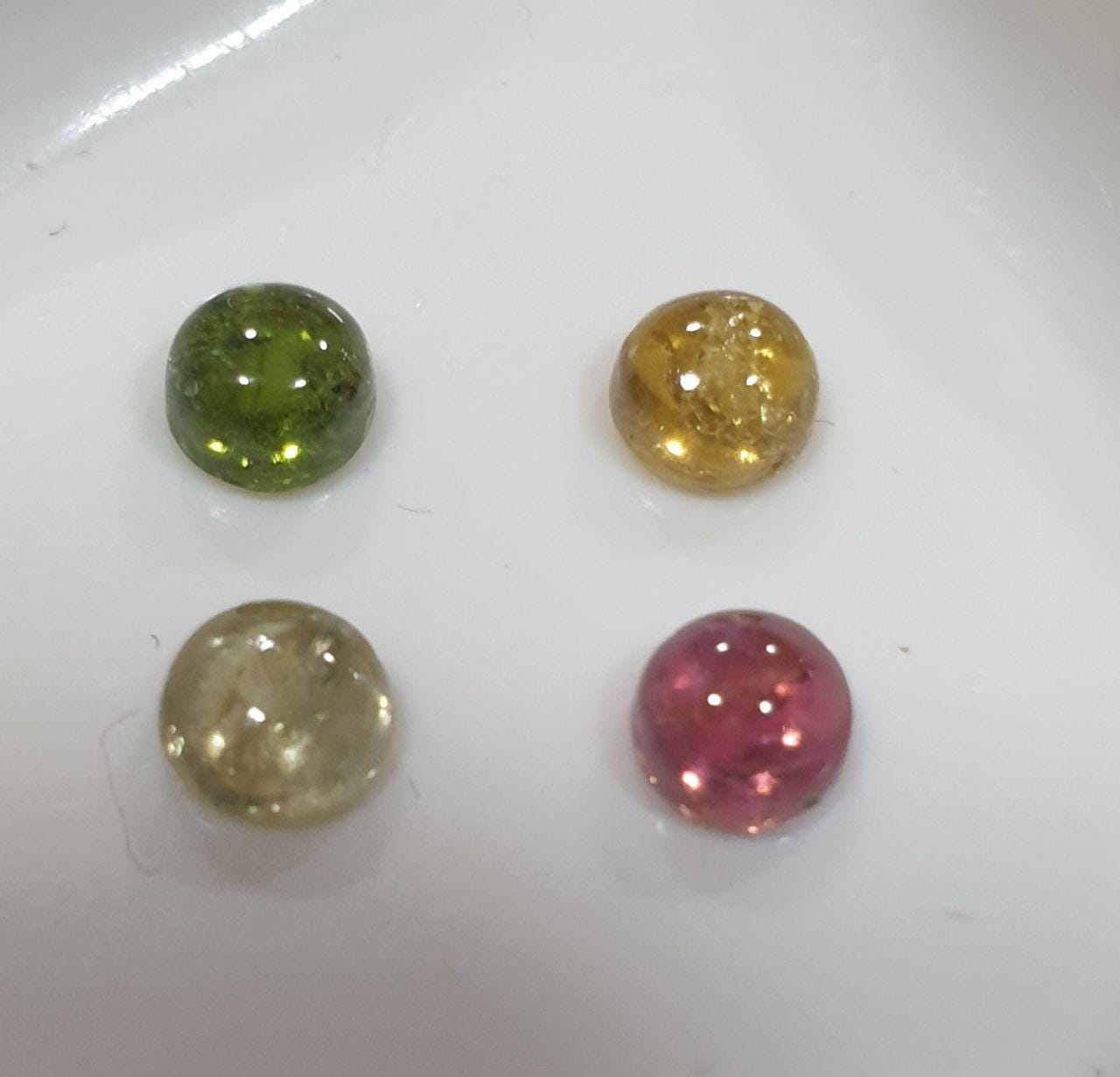 Tourmaline Lot Round Cabochons 4mm.-(4pcs)  -Gemstone Parcels-Loose Stones Wholesale Price