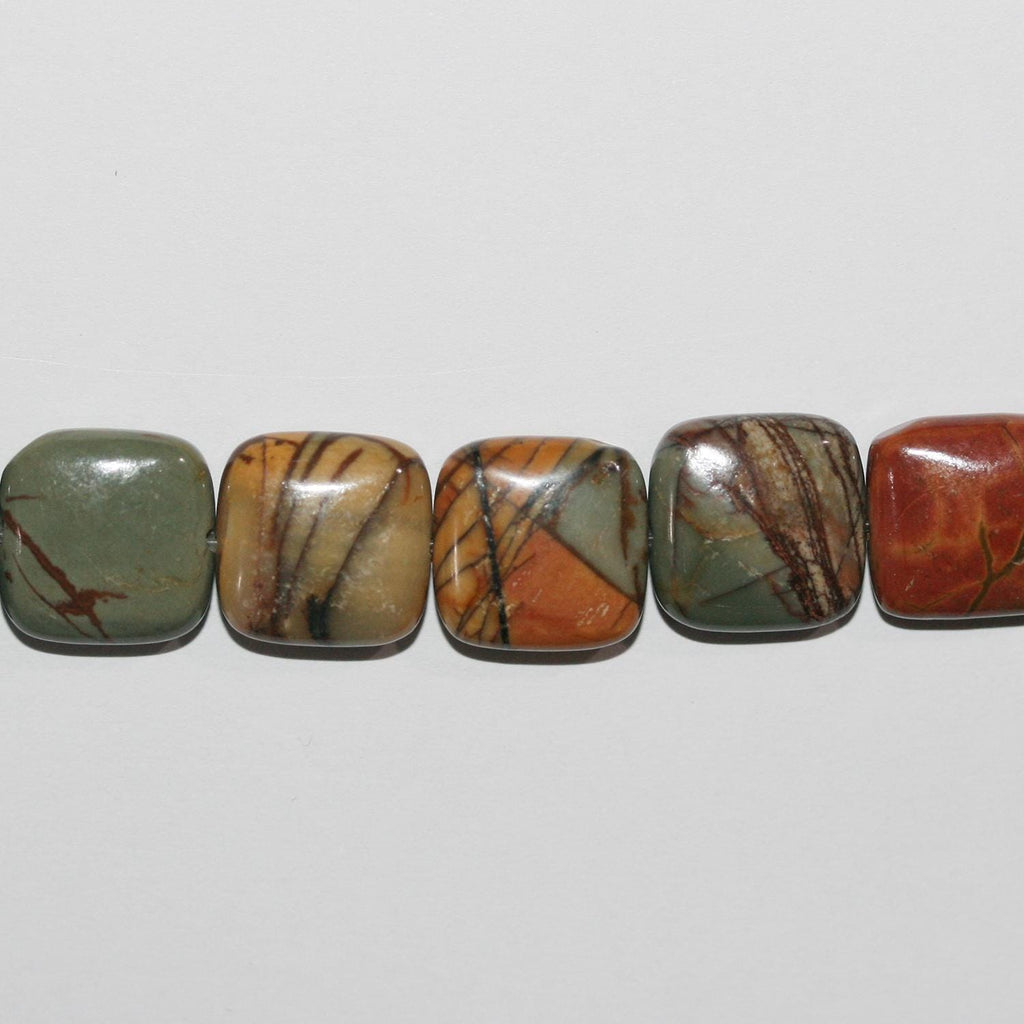 Perles carrées plates et lisses en jaspe Saint-Picasso, 12-12,5 mm, 14 pouces (35,5 cm) - Fil de 40 cm