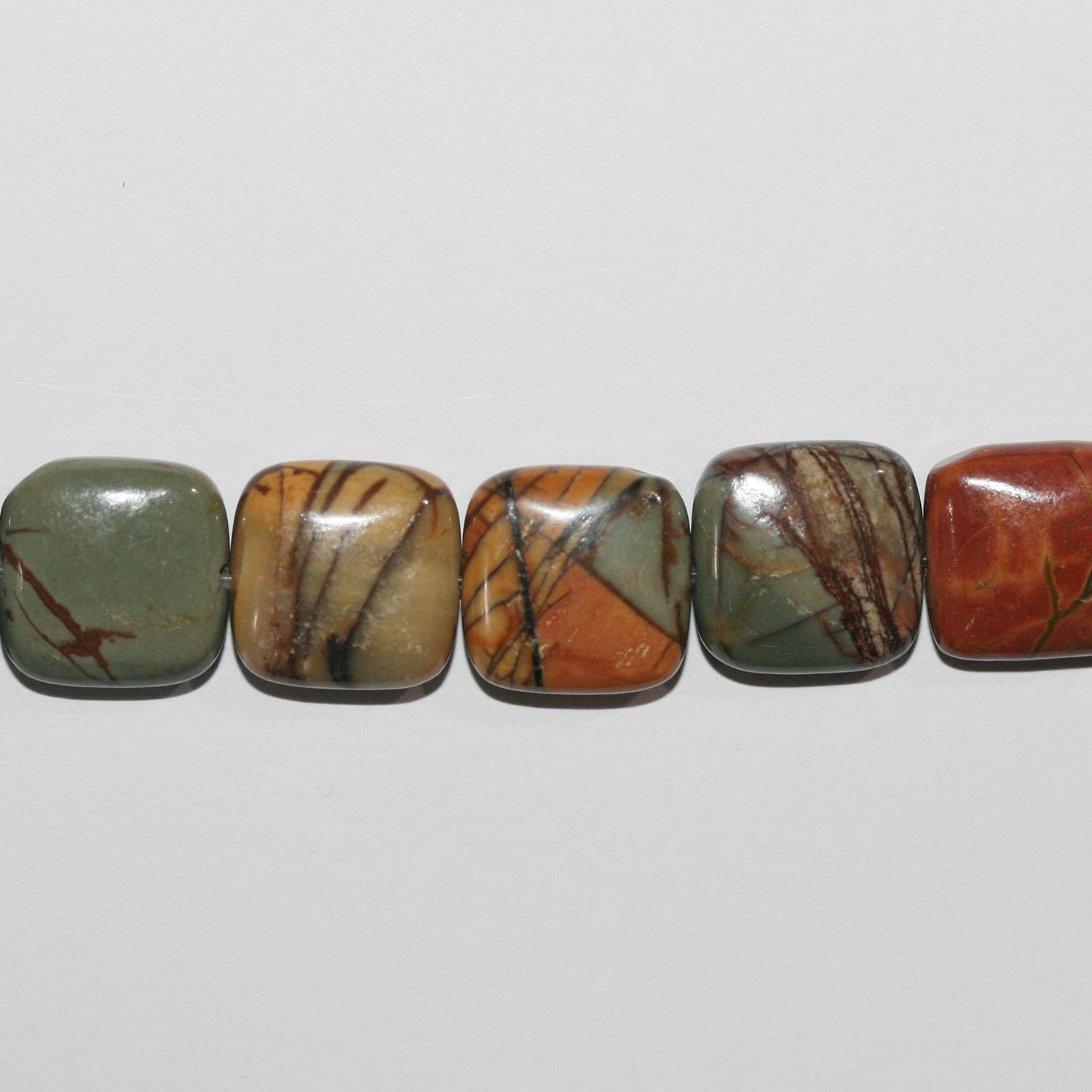 Perles carrées plates et lisses en jaspe Saint-Picasso, 12-12,5 mm, 14 pouces (35,5 cm) - Fil de 40 cm