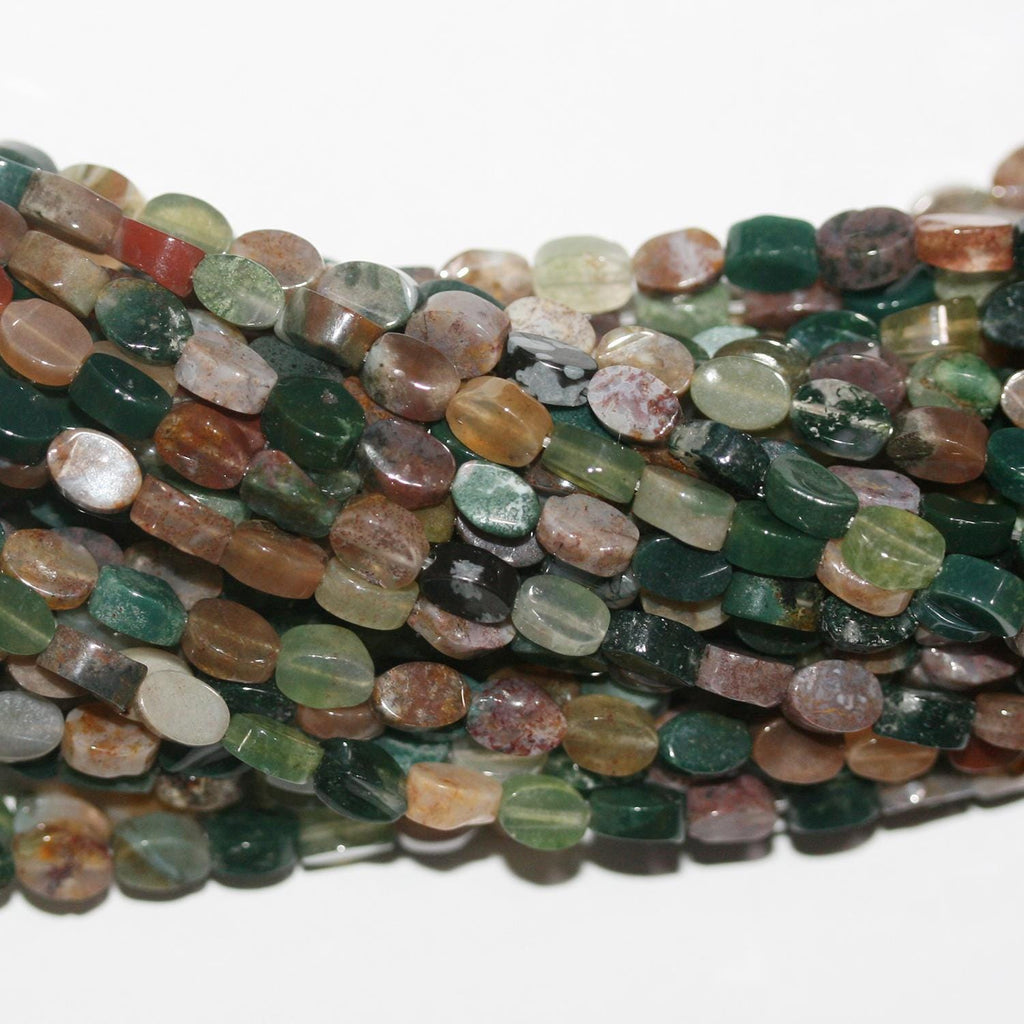 Perles ovales lisses en agate indienne St, 15 pouces (environ 6 x 4 mm) - Longueur du fil : 39 cm