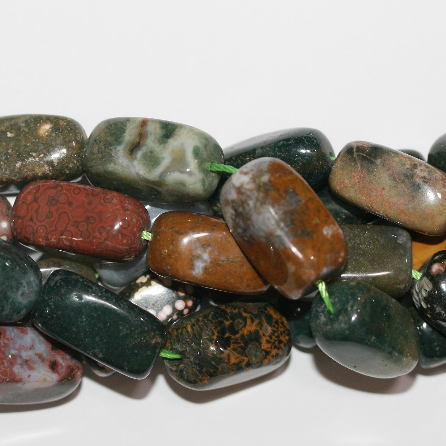 Perles de jaspe océan lisse, forme brique, 15 pouces (environ 39 cm), 20 x 10 mm. Longueur du fil : 39 cm.