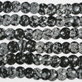 15" St Snowy Obsidienne Smooth Coin Beads 12mm.-String 39cm.