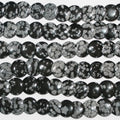 15" St Snowy Obsidienne Smooth Coin Beads 15mm.-String 39cm.