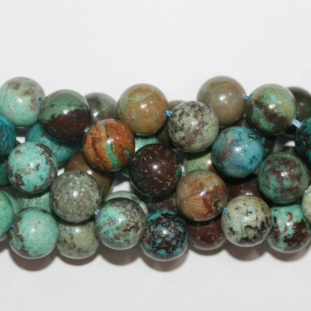 16" Cuentas Redondas Lisas de Santa Crisocola 10mm.- Hilo 40cm.