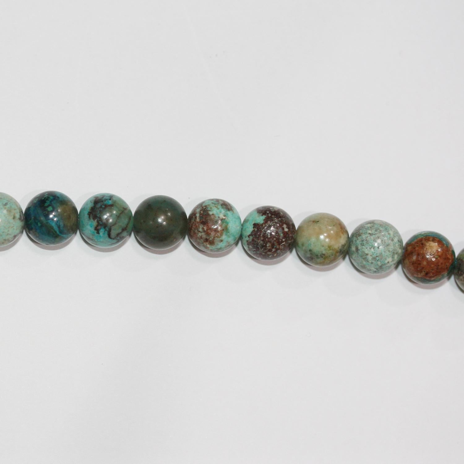 16" Cuentas Redondas Lisas de Santa Crisocola 10mm.- Hilo 40cm.