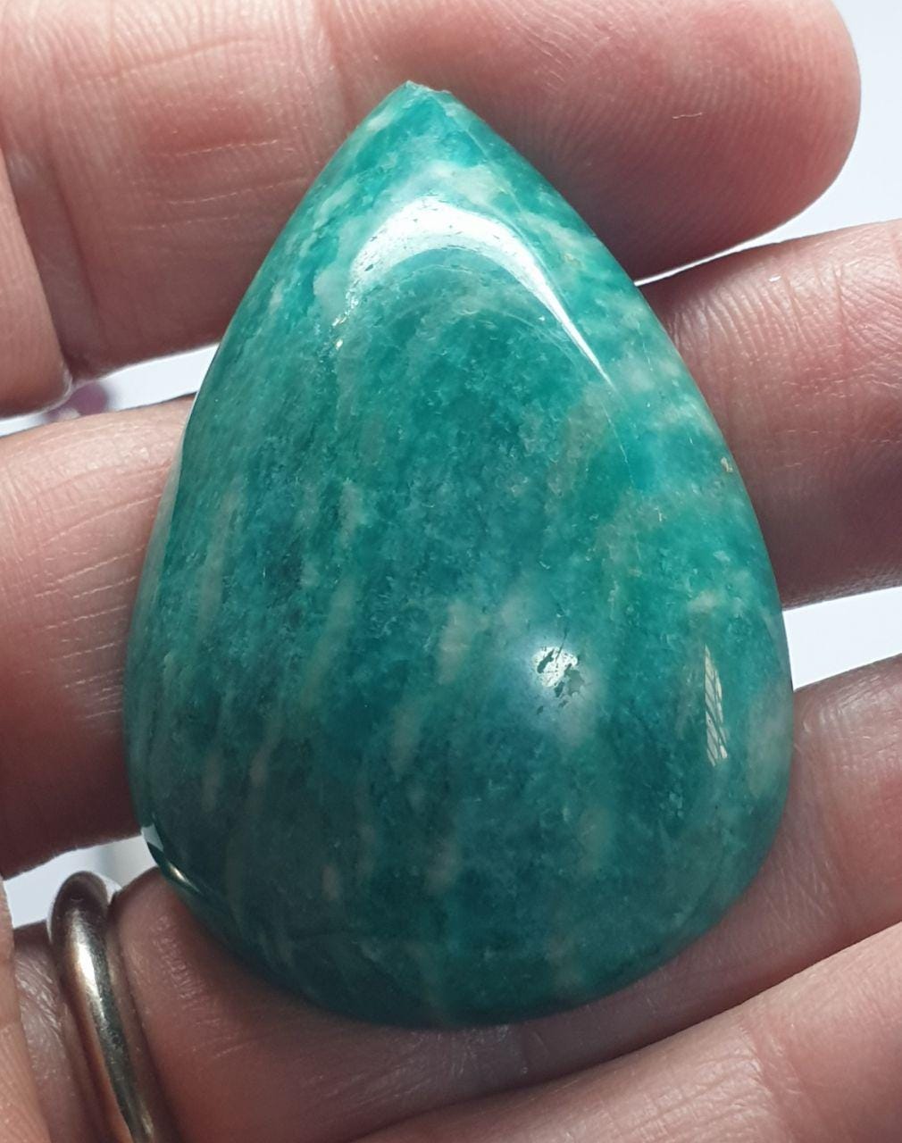 Cabochon goutte en amazonite, gros calibre, 44,3 x 31,3 mm, 110,3 ct, couleur supérieure, cabochon de créateur