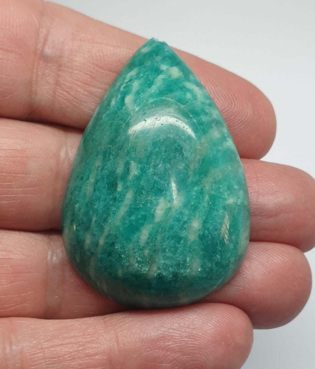 Big  Amazonite Drop Cabochon 44.3x31.3mm 110.3ct Top Color Designer Cabochon