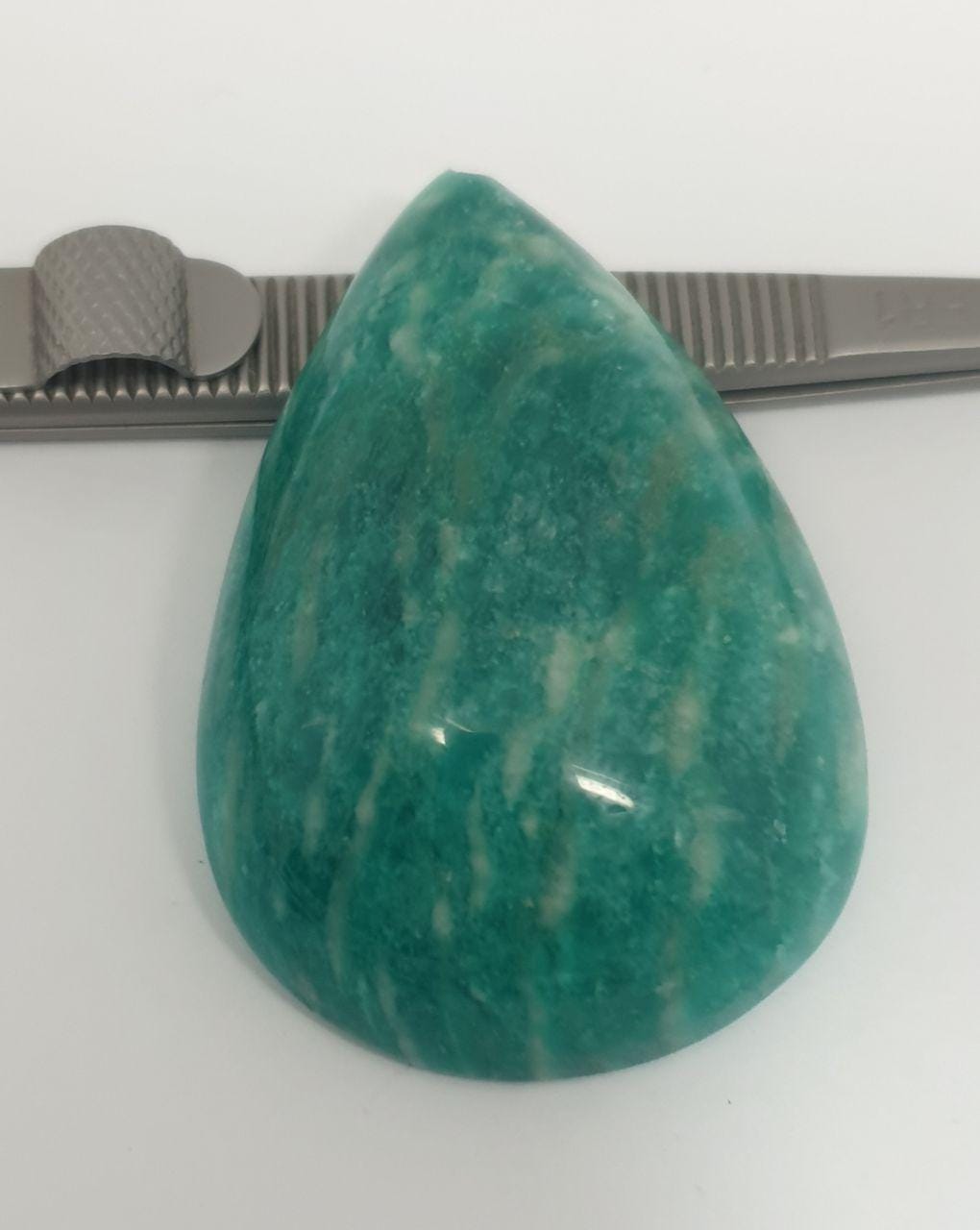 Cabochon goutte en amazonite, gros calibre, 44,3 x 31,3 mm, 110,3 ct, couleur supérieure, cabochon de créateur