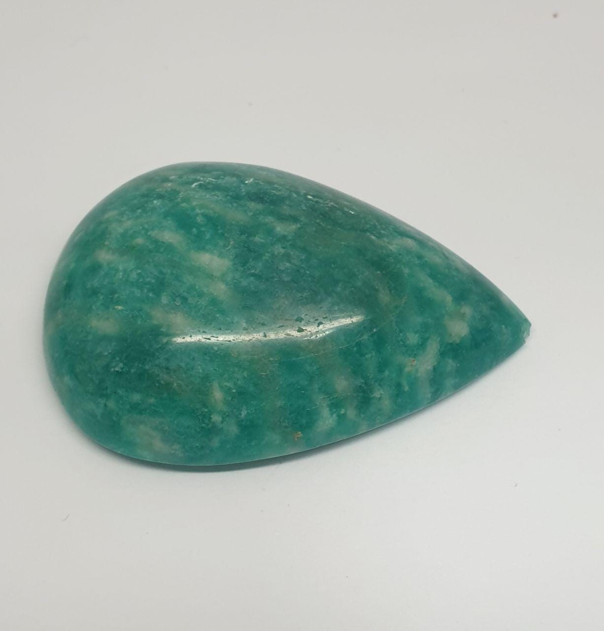 Cabochon goutte en amazonite, gros calibre, 44,3 x 31,3 mm, 110,3 ct, couleur supérieure, cabochon de créateur