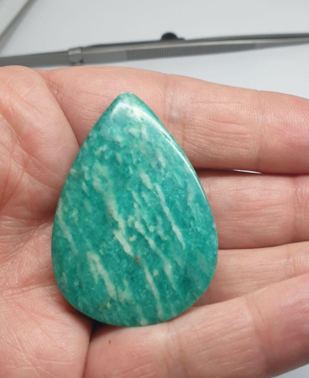 Big  Amazonite Drop Cabochon 44.3x31.3mm 110.3ct Top Color Designer Cabochon