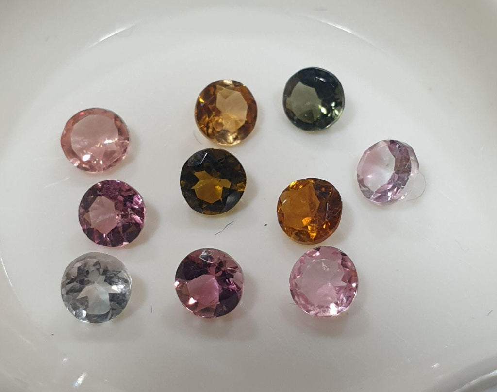 Lote de Turmalinas Múltiples - Rosa Verde Talla Redonda Facetada de 3,8-4 mm - Gemas Sin Tratamiento - Gemas al Por Mayor - Proveedor de Piedras Genuinas